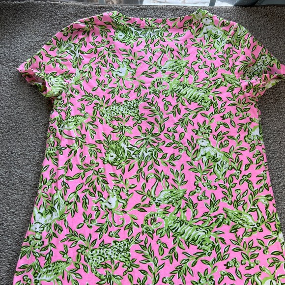 Lilly Pulitzer Dress Womens Small Pink Green Tiger Floral Pima Cotton Mini - Picture 6 of 12